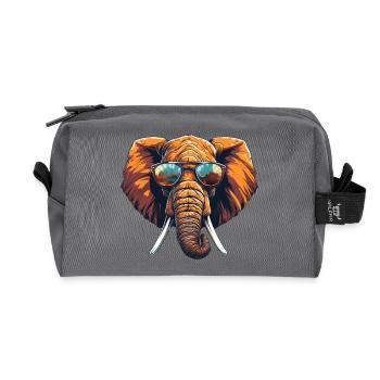 Cooler Elefant mit Sonnenbrille in Warmen - Recycelte Kulturtasche - Anthrazit - Vorne