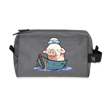 Sailor, Boat, Captain, Sailor, Piggy, Piglet - Recycled Toiletry Zip Bag - anthracite - Front