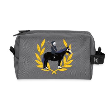 cavalier mort faucheuse cheval laurier couronne halloween - Trousse de toilette en tissu recyclé - anthracite - Devant