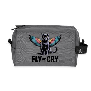 Chat qui vole ou pleure - Trousse de toilette en tissu recyclé - anthracite - Devant