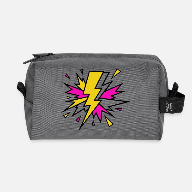 Explosion de néons à faisceau jaune - Trousse de toilette en tissu recyclé - anthracite