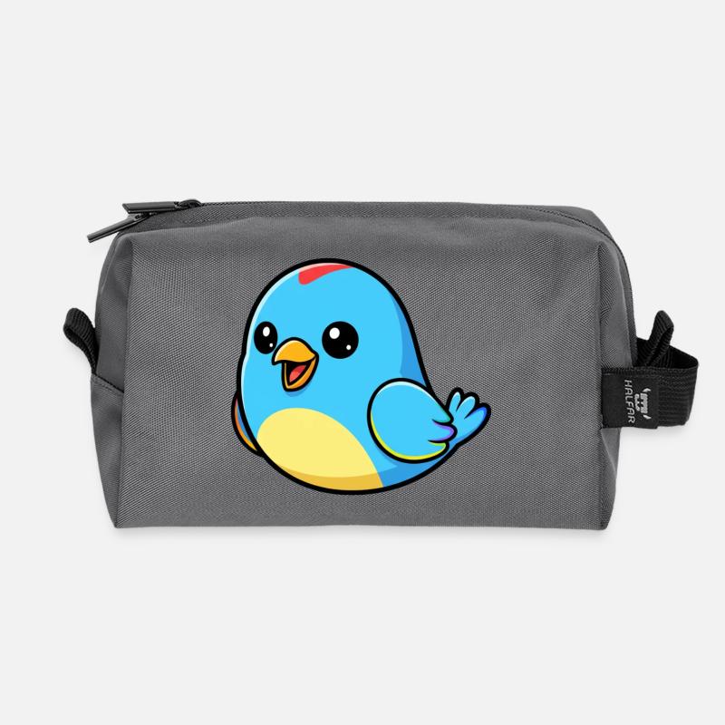 Fröhlicher Blauer Vogel Cartoon - Recycelte Kulturtasche - Anthrazit