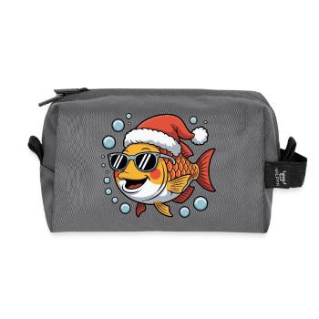Poisson de Noël avec des lunettes de soleil - Trousse de toilette en tissu recyclé - anthracite - Devant