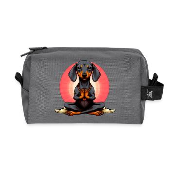 Yogi Dackel - Recycelte Kulturtasche - Anthrazit - Vorne