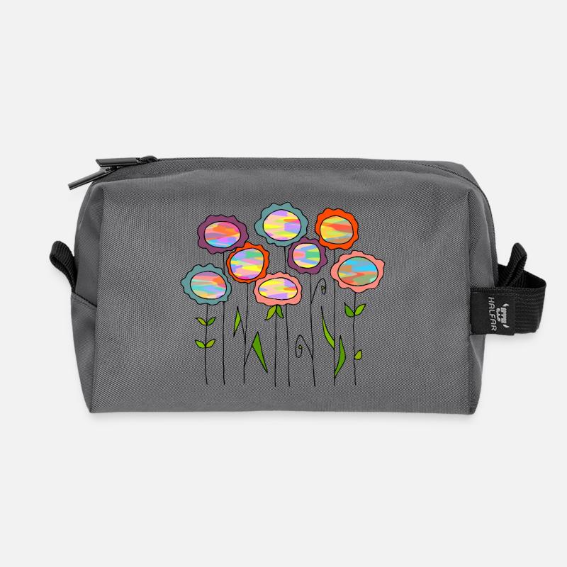 Blumen - Recycelte Kulturtasche - Anthrazit