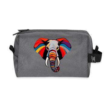 Bunter Elefantenkopf Kunst Pop Art Elefant Motiv - Recycelte Kulturtasche - Anthrazit - Vorne