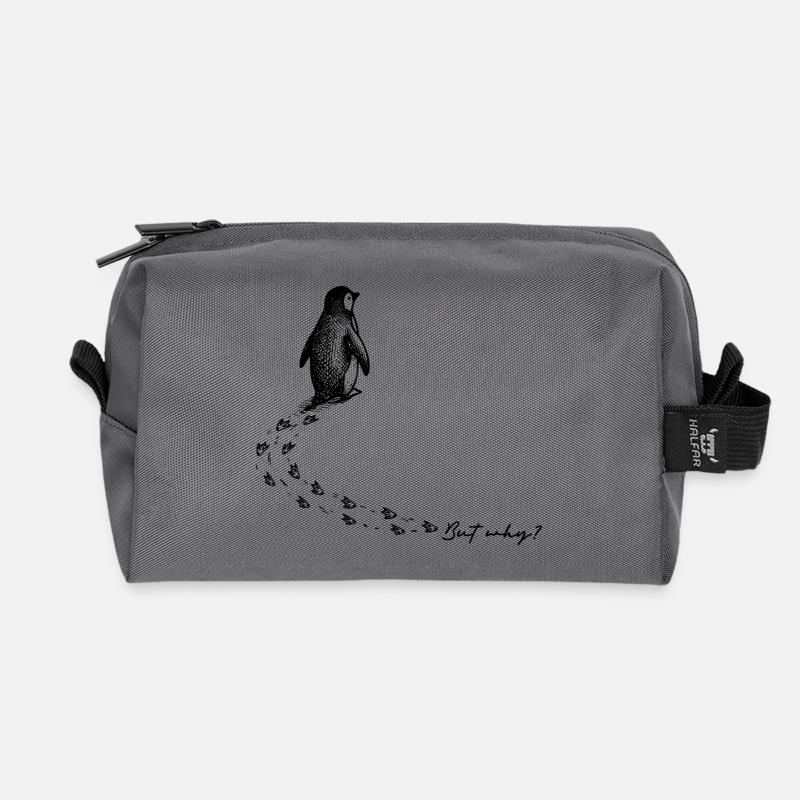 Pinguin But why Antarktis Berg Meme Backprint - Recycelte Kulturtasche - Anthrazit