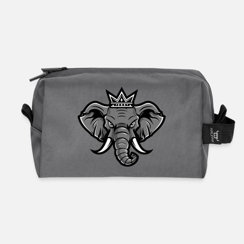 Elefant Kopf Krone - Recycelte Kulturtasche - Anthrazit
