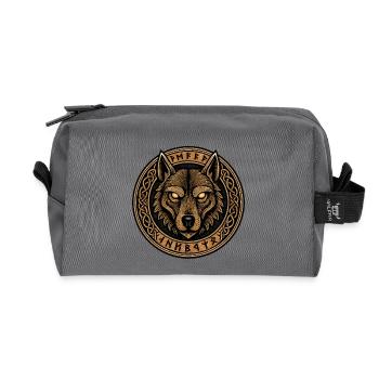 Wolf Ring Emblem with Runes - Recycled Toiletry Zip Bag - anthracite - Front