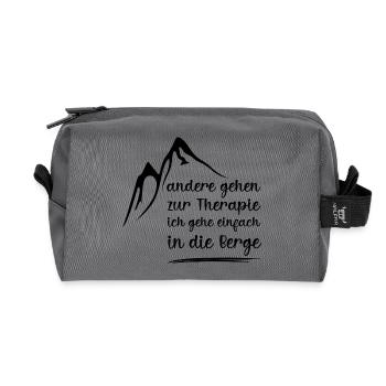 Ich gehe nicht zur Therapie ich gehe in die Berge - Recycelte Kulturtasche - Anthrazit - Vorne