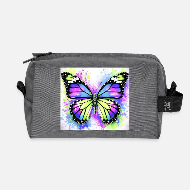 Schmetterling - Recycelte Kulturtasche - Anthrazit