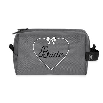 Conception de nœud en forme de cœur de mariée – Équipe de mariage pour enterrement de vie de garçon O - Trousse de toilette en tissu recyclé - anthracite - Devant