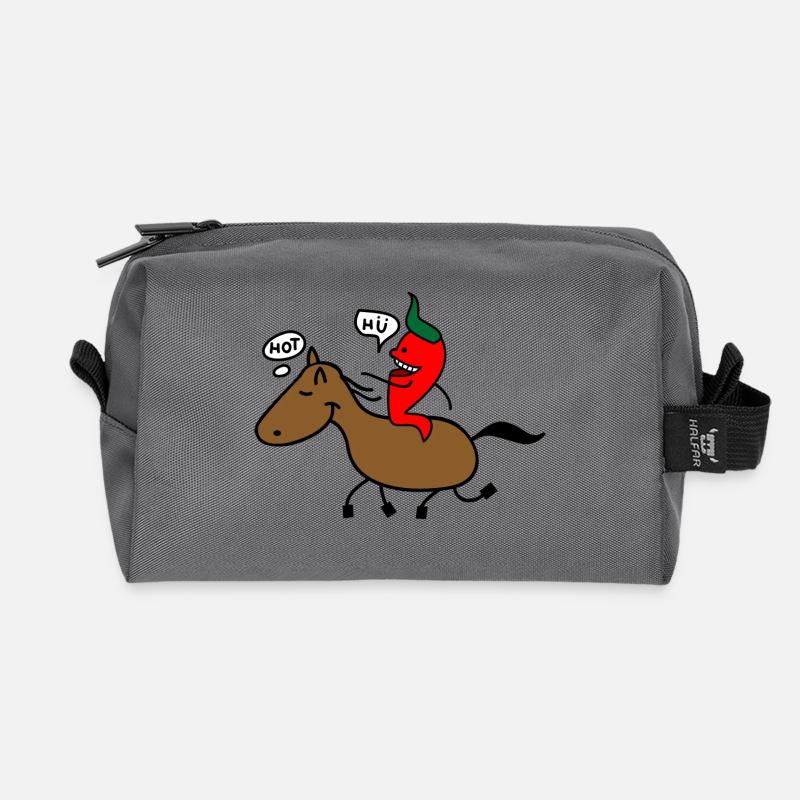 Pferd und Chilli - Recycelte Kulturtasche - Anthrazit