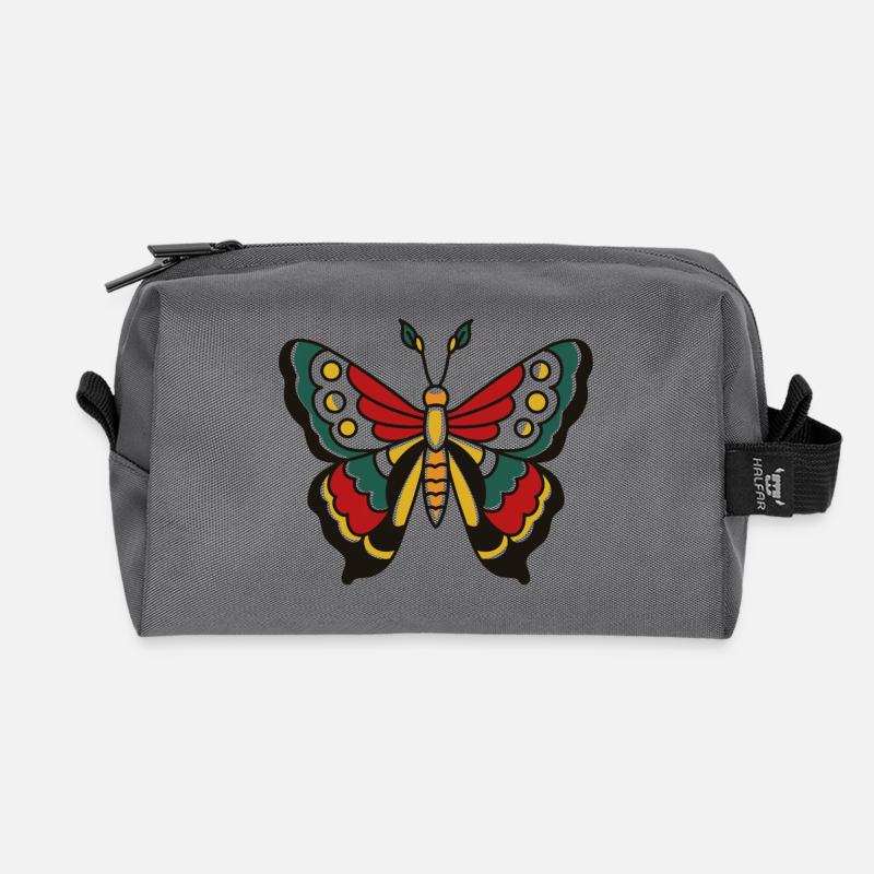 Schmetterling Butterfly Illustration bunt modern - Recycelte Kulturtasche - Anthrazit
