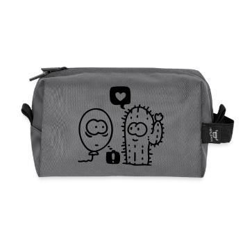 Cactus Air Balloon - line - Recycled Toiletry Zip Bag - anthracite - Front