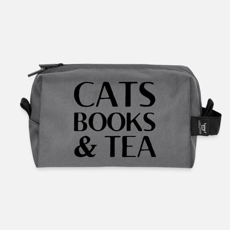 katzen buecher und tee Katzen Geschenk - Recycelte Kulturtasche - Anthrazit