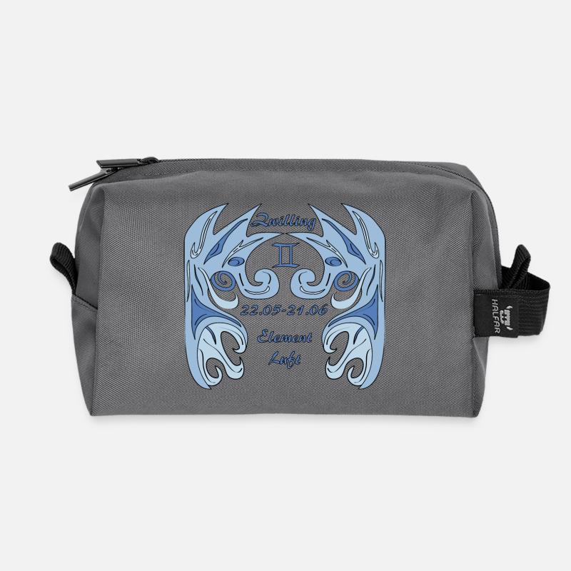 Zodiac Gemini - Recycled Toiletry Zip Bag - anthracite