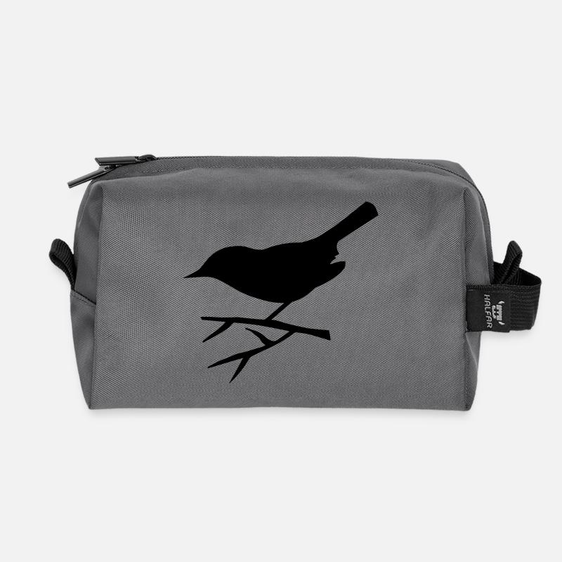 Vogel sitzt auf dem Ast - Recycelte Kulturtasche - Anthrazit