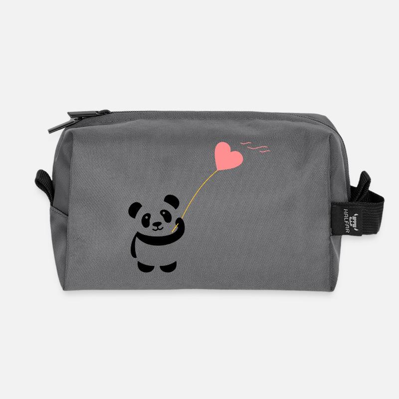 panda herz niedlich luftballon bär groß dick kusch - Recycelte Kulturtasche - Anthrazit