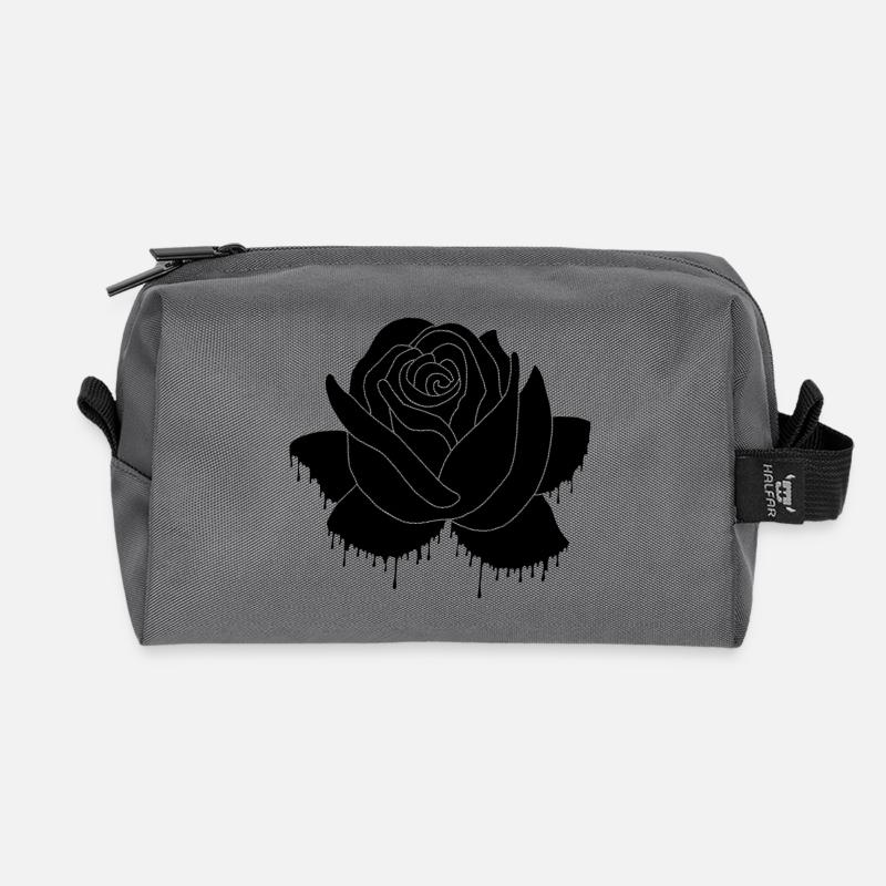 Graffiti einer schwarzen Rose - Recycelte Kulturtasche - Anthrazit