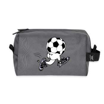 Soccer-Men | laufender Fussball - Recycelte Kulturtasche - Anthrazit - Vorne
