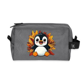 Manchot d’automne: feuillage et feuilles panachées - Trousse de toilette en tissu recyclé - anthracite - Devant