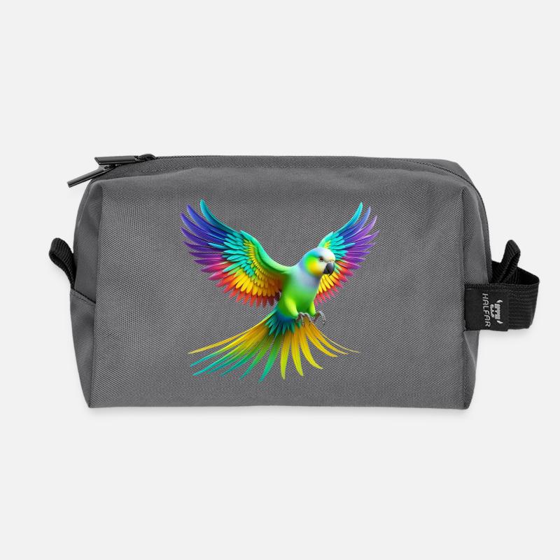 Rainbow Parakeet (02) - Recycled Toiletry Zip Bag - anthracite