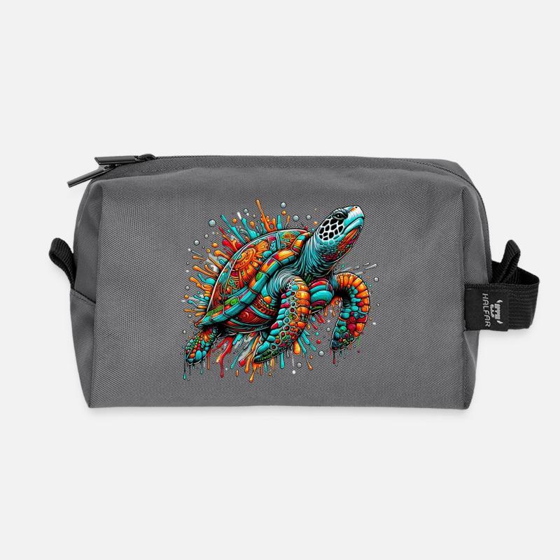 Schildkröte - Recycelte Kulturtasche - Anthrazit
