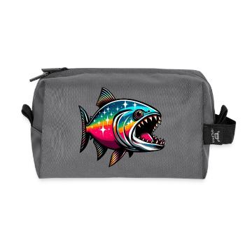 Piranha - Recycled Toiletry Zip Bag - anthracite - Front
