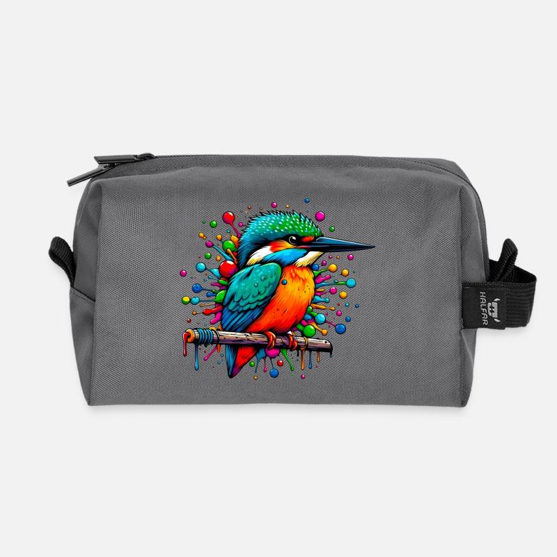 Eisvogel - Recycelte Kulturtasche - Anthrazit