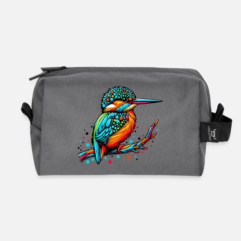 Eisvogel - Recycelte Kulturtasche - Anthrazit
