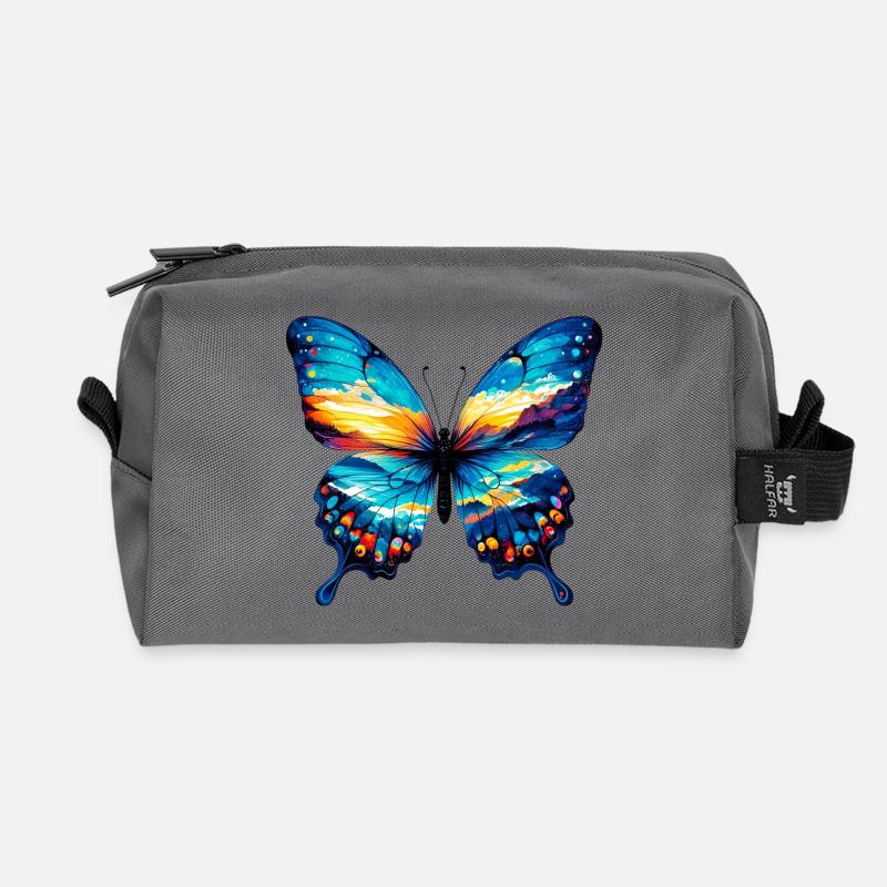 Schmetterling - Recycelte Kulturtasche - Anthrazit