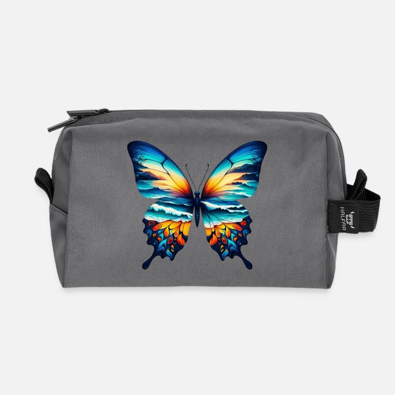 Schmetterling - Recycelte Kulturtasche - Anthrazit