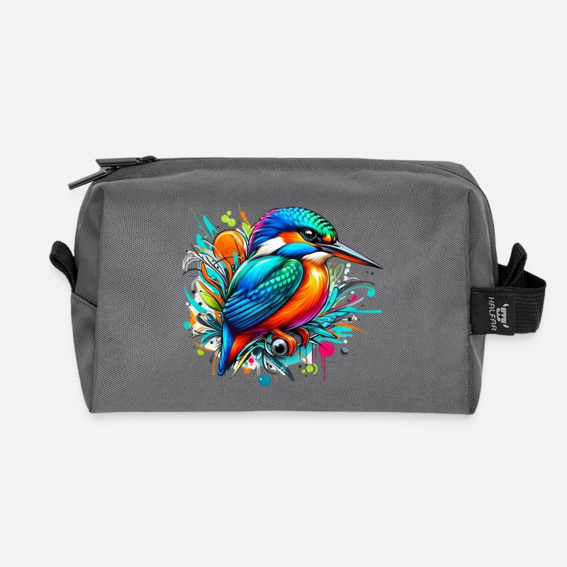 Eisvogel - Recycelte Kulturtasche - Anthrazit