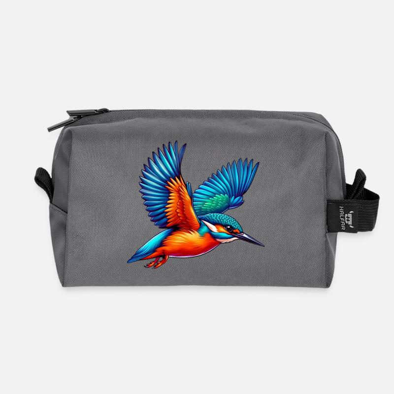 Eisvogel - Recycelte Kulturtasche - Anthrazit