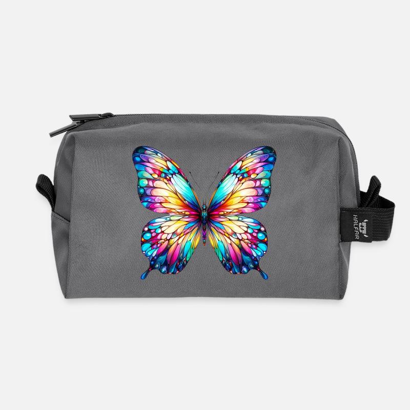 Schmetterling - Recycelte Kulturtasche - Anthrazit