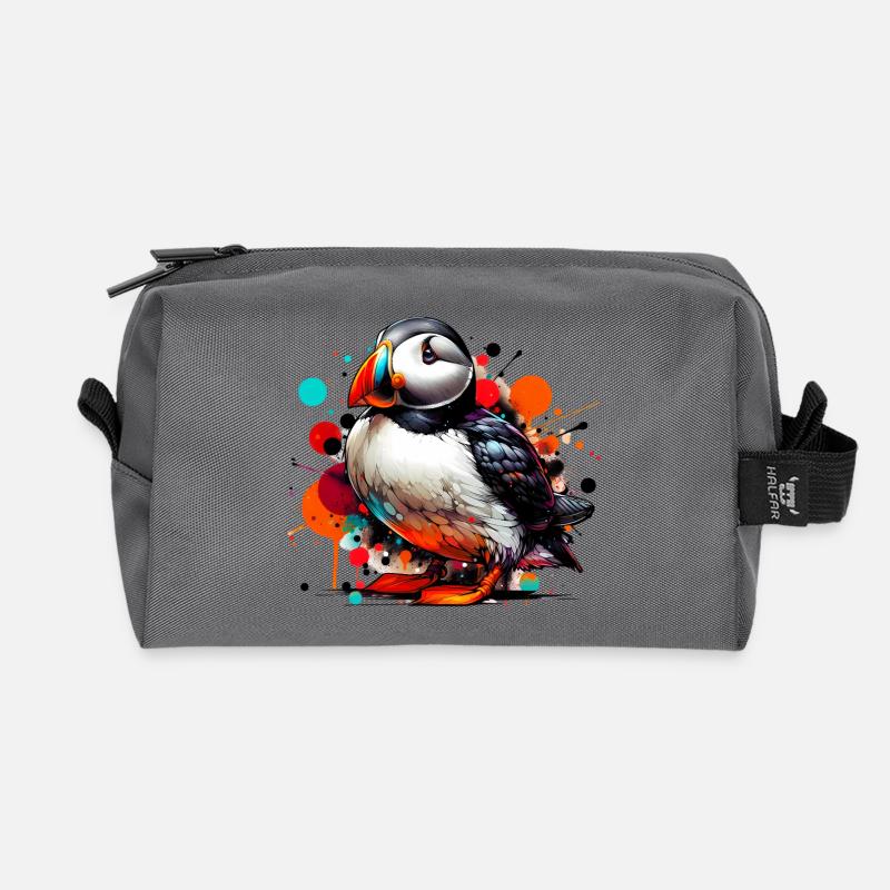 Papageitaucher - Recycelte Kulturtasche - Anthrazit