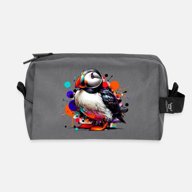 Papageitaucher - Recycelte Kulturtasche - Anthrazit