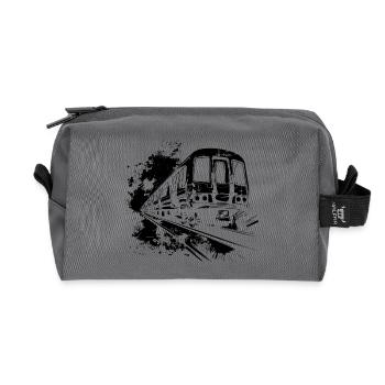 Train Paint Blobs - Recycled Toiletry Zip Bag - anthracite - Front