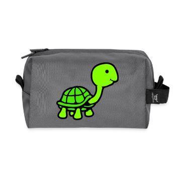 Schildkröte langer Hals lächelt glücklich lustig - Recycelte Kulturtasche - Anthrazit - Vorne