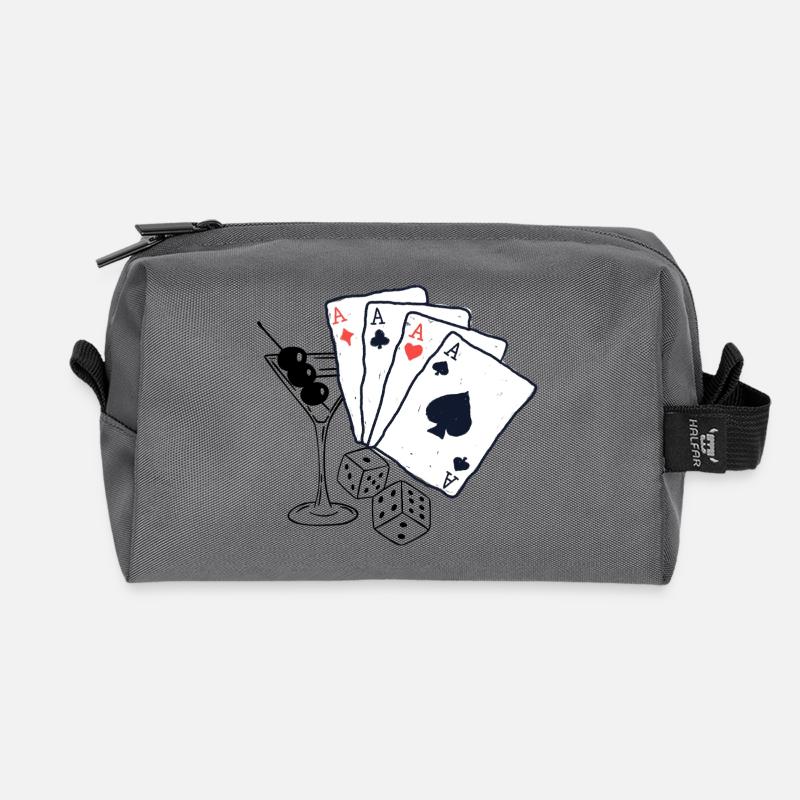 Spielkarten Design mit Ass-Motiven - Recycelte Kulturtasche - Anthrazit