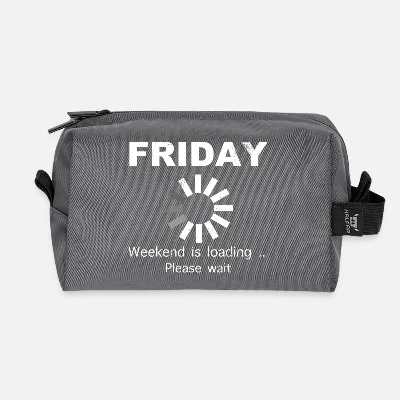 Friday Weekend Loading Spruch - Recycelte Kulturtasche - Anthrazit