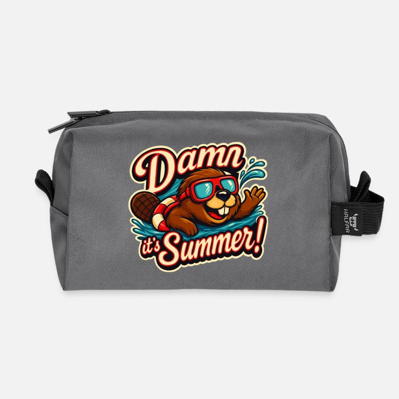 Damn It’s Summer - Sommervibes with biber - Recycelte Kulturtasche - Anthrazit