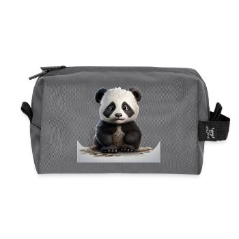 Bébé panda câlin sur un chemin de galets - Trousse de toilette en tissu recyclé - anthracite - Devant