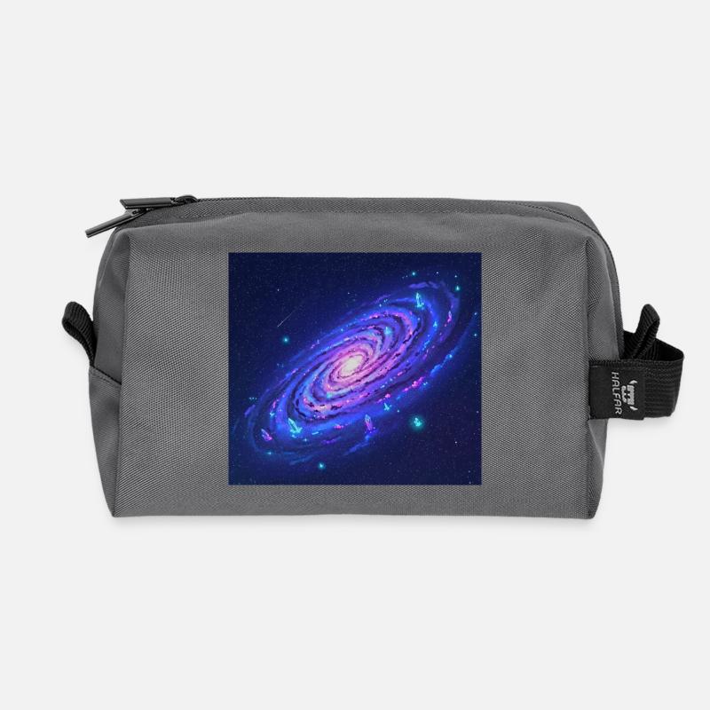 Neon Galaxy Spiral Crystals - Recycled Toiletry Zip Bag - anthracite