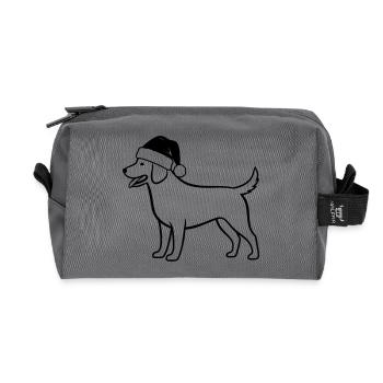 Christmas Dog Cartoon Illustration - Recycled Toiletry Zip Bag - anthracite - Front