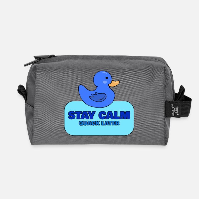 Bleib ruhig, quakt später – Blue Duck Design - Recycelte Kulturtasche - Anthrazit