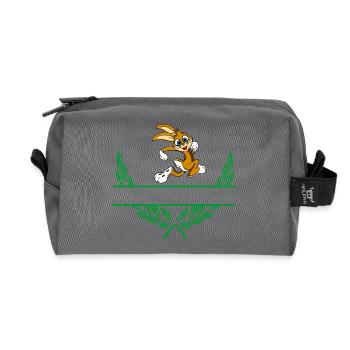 Rabbit Laurel Wreath with Namespace - Recycled Toiletry Zip Bag - anthracite - Front