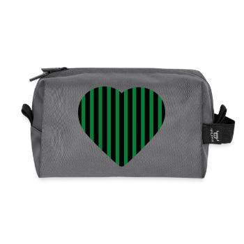 Cœur rayé vert contre noir vert-noir - Trousse de toilette en tissu recyclé - anthracite - Devant