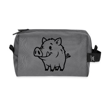 Wild Boar Comic Outline Coloring Page - Recycled Toiletry Zip Bag - anthracite - Front